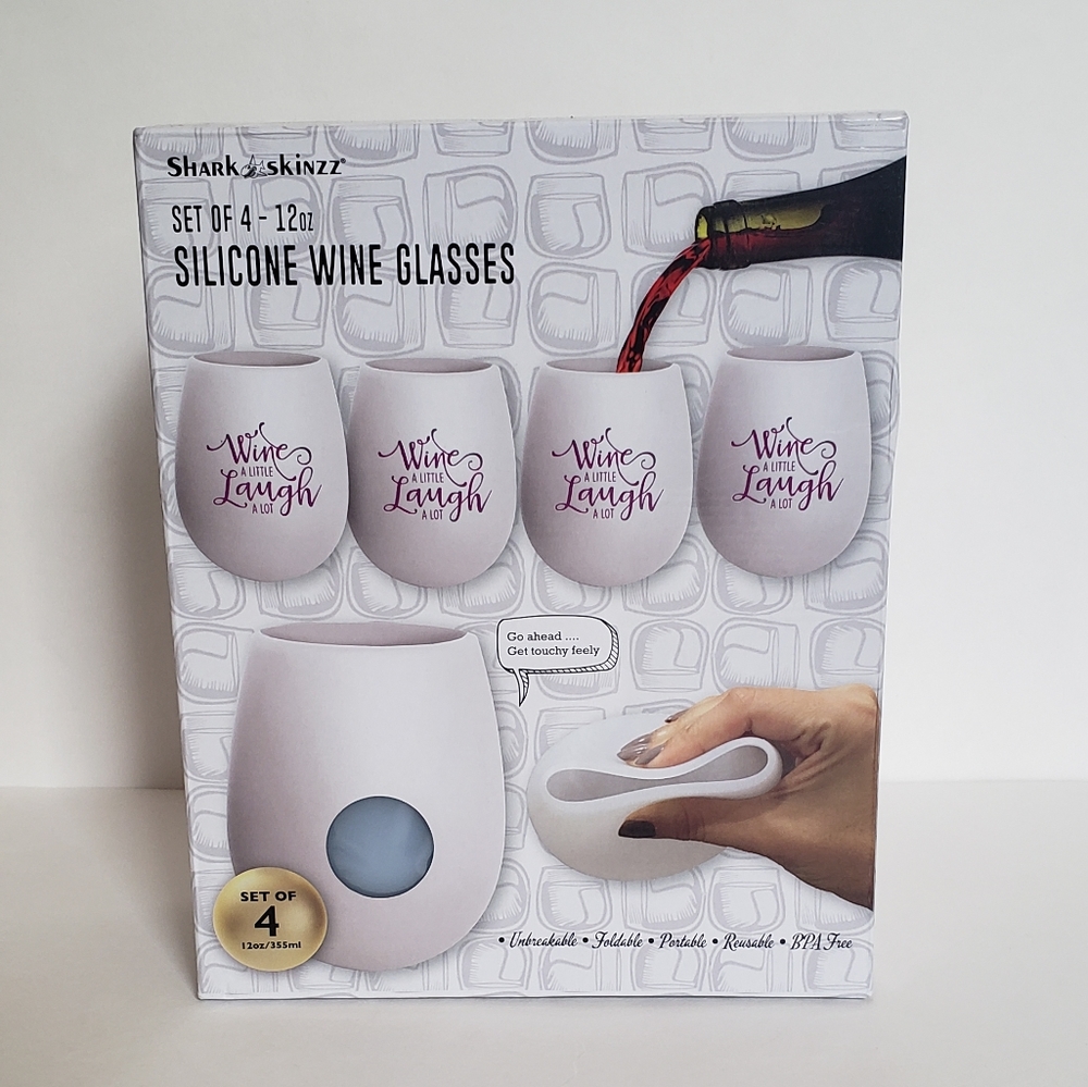 Shark Skinzz 12 oz Silicone Stemless Wine Glasses